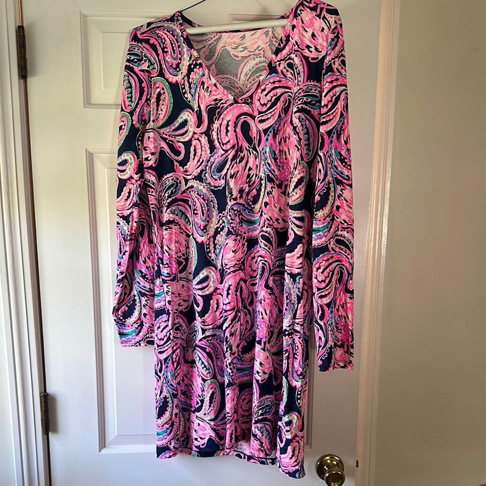 Vibrant Pink and Blue Paisley Dress